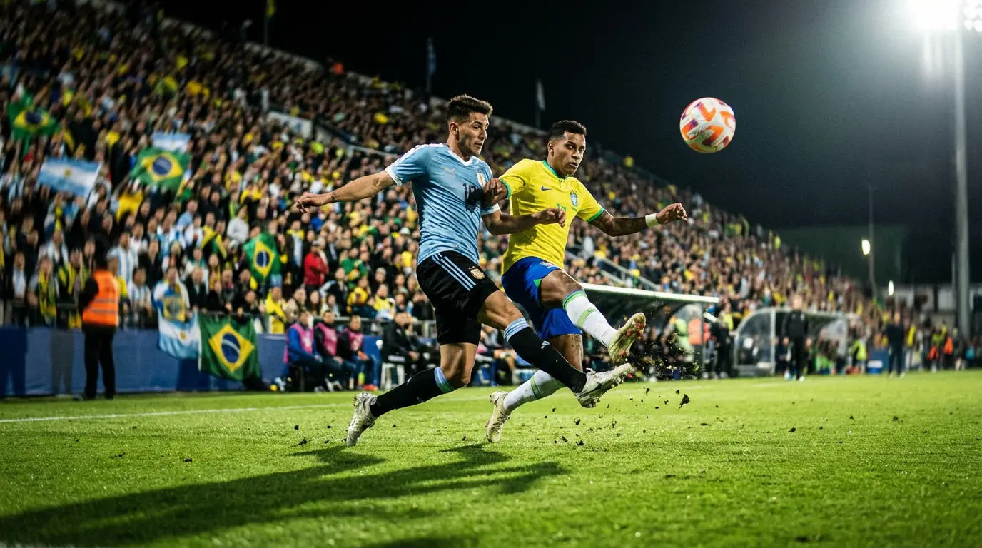 Jugadores de distintas selecciones disputando un balón en un partido internacional de fútbol